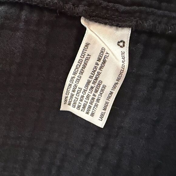 Universal Thread Black Cotton Gauze Long Sleeve midi tiered dress pockets 1X - Picture 8 of 15